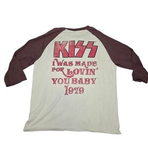 2023 KISS I Was Made For Lovin You Baby 1979 Raglan Graphic Band Tee L Brown